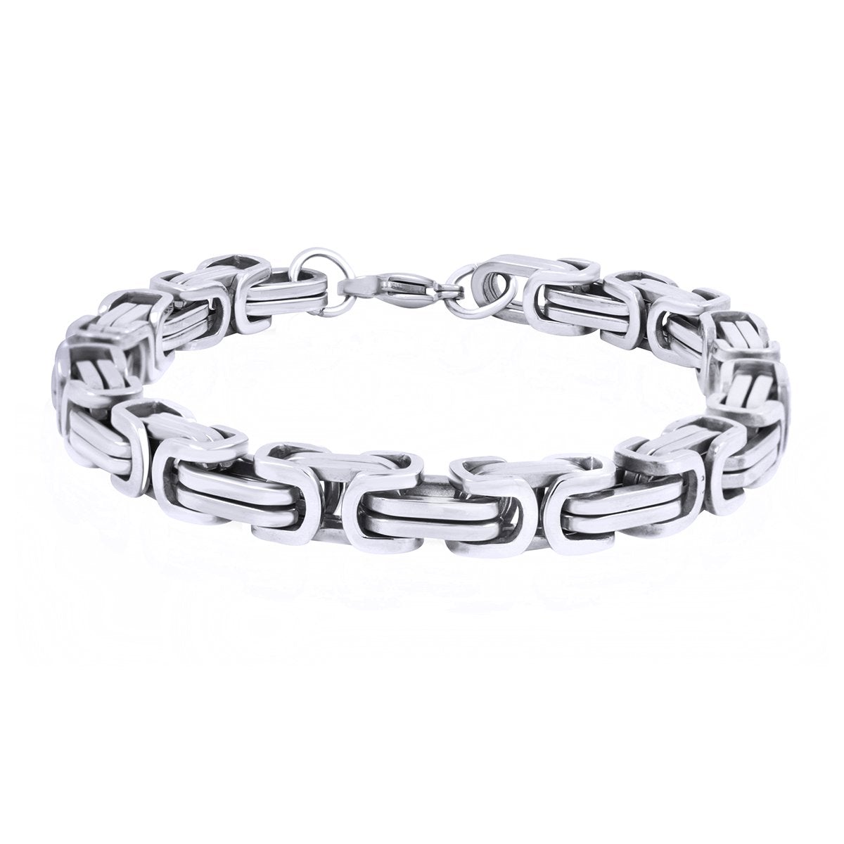 316L Stainless Steel 3D Byzantine Silver Plated S Bracelet Men Bulk