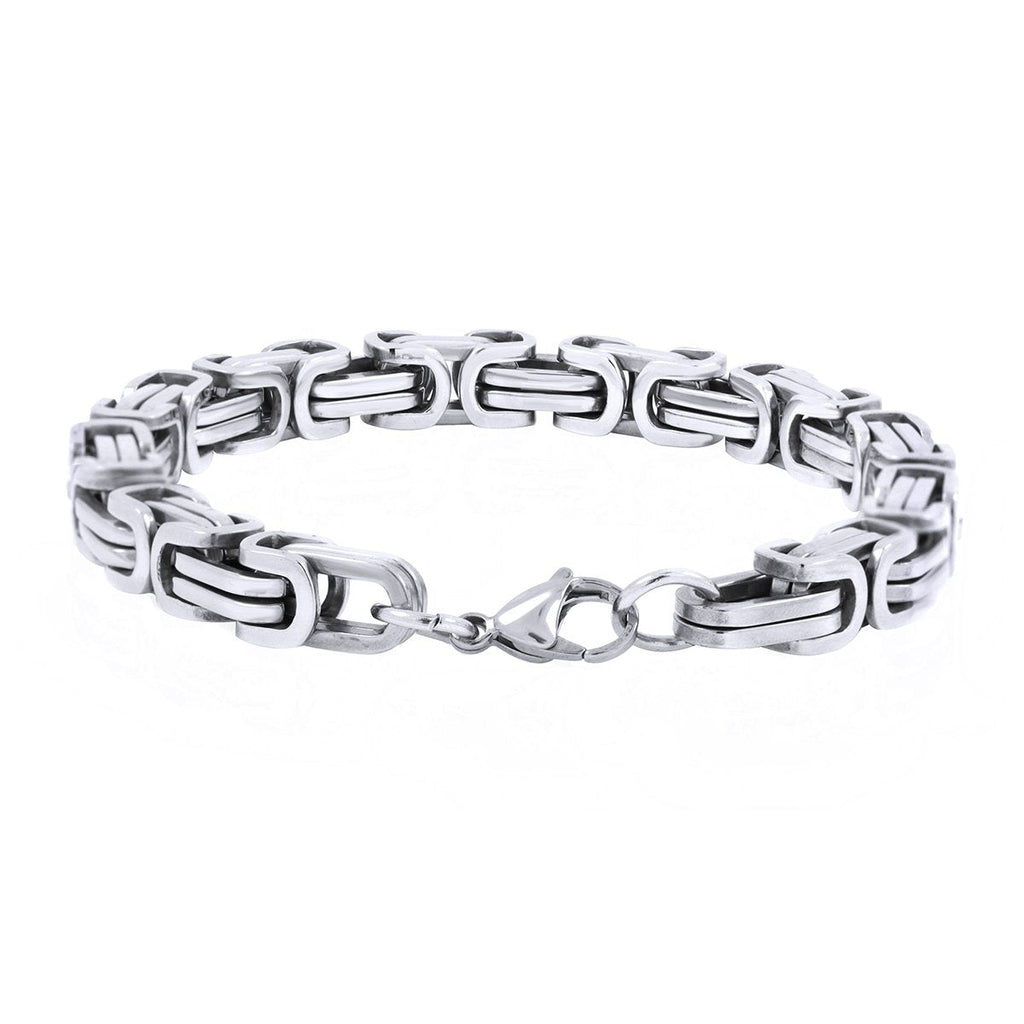 316L Stainless Steel 3D Byzantine Silver Plated S Bracelet Men Bulk