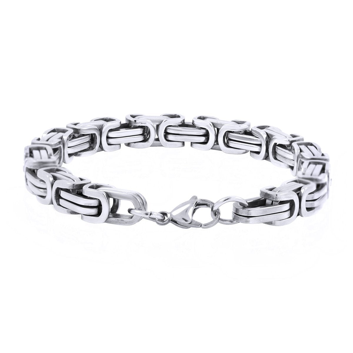 316L Stainless Steel 3D Byzantine Silver Plated S Bracelet Men Bulk