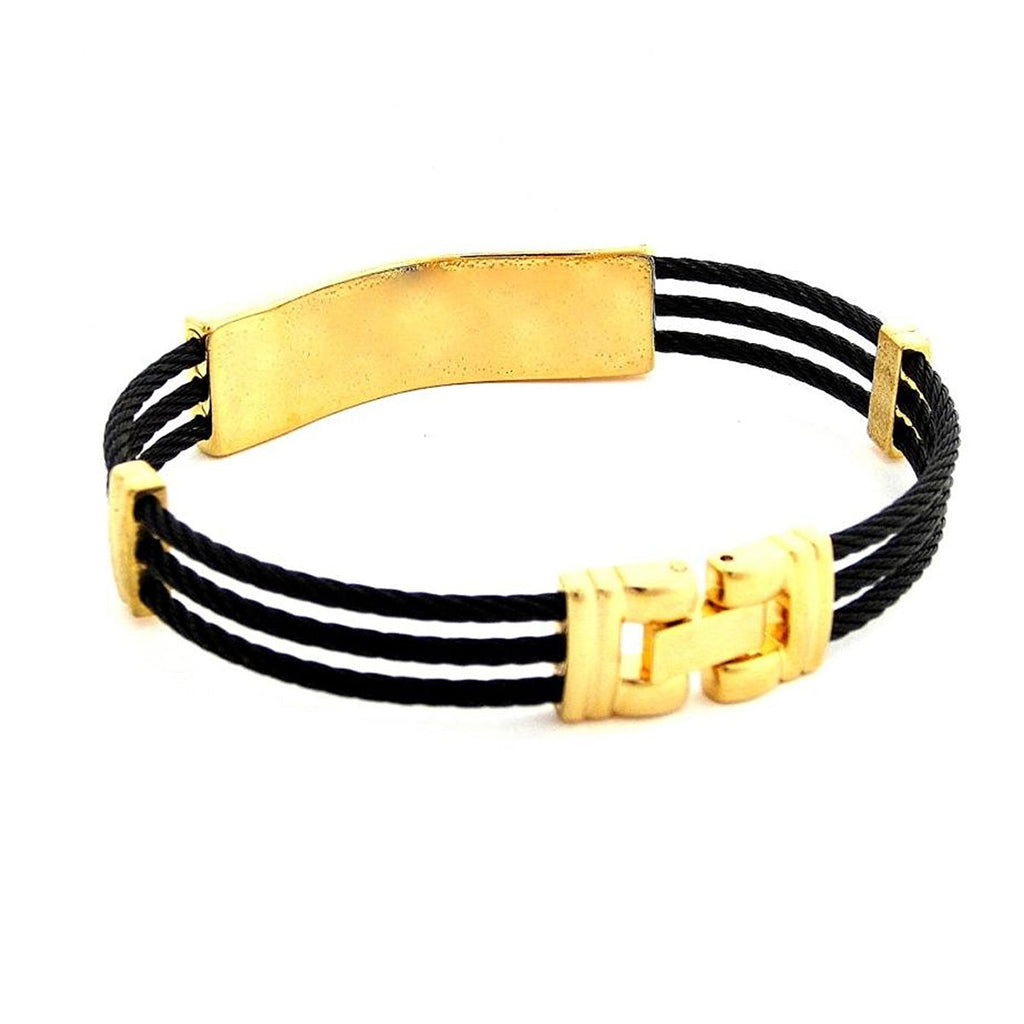 Black Wire Gold Stainless Steel Designer Cuff Kada Openable Lock Bulk