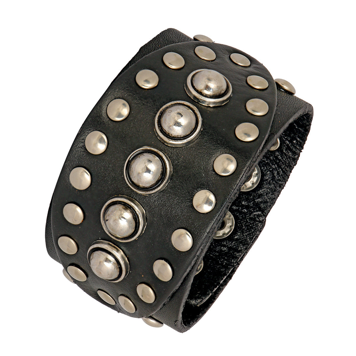 Bullets Genuine Black Leather Broad Wrist Band Bracelet Bulk