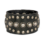 Bullets Genuine Black Leather Broad Wrist Band Bracelet Bulk