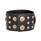Bullets Genuine Black Leather Broad Wrist Band Bracelet Bulk