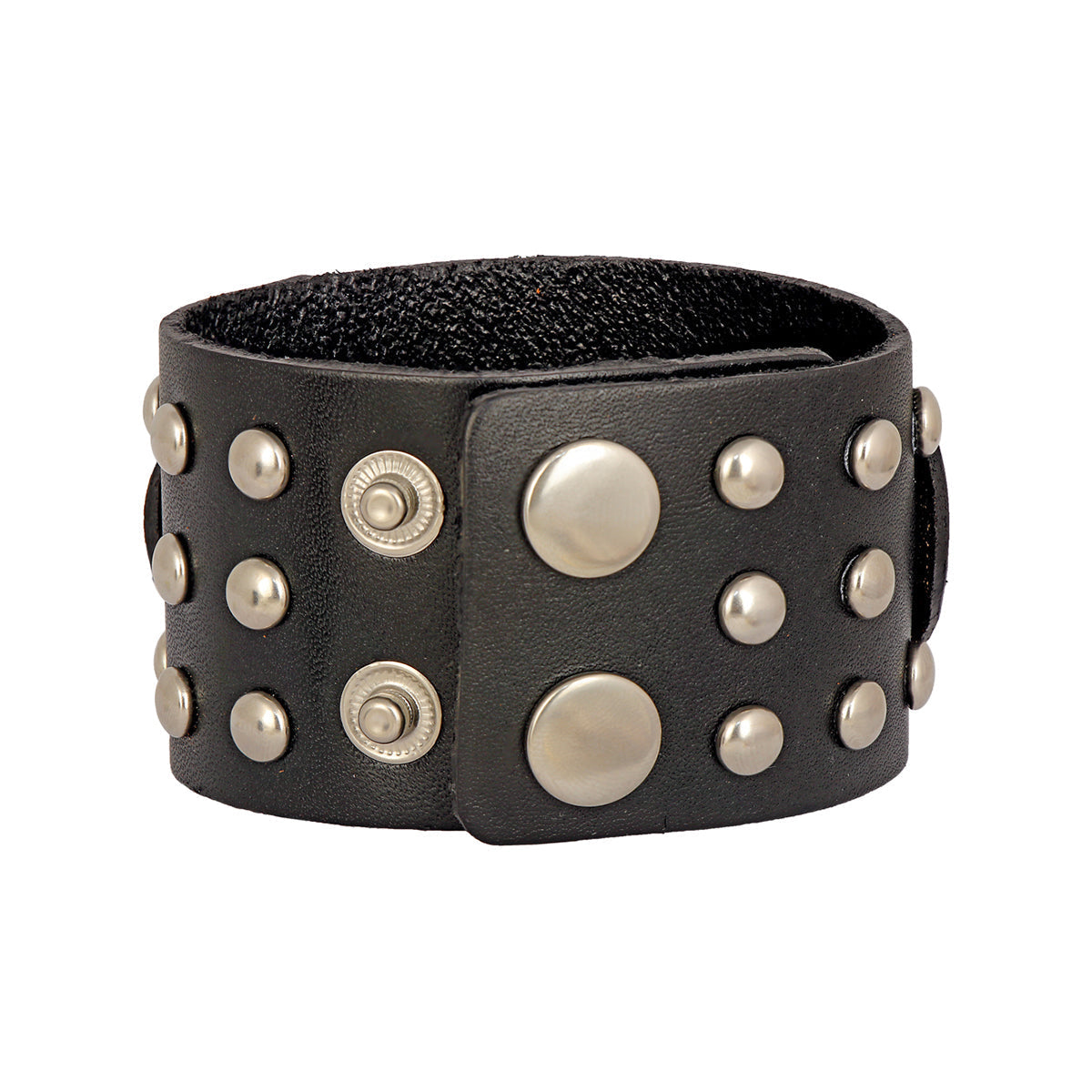 Bullets Genuine Black Leather Broad Wrist Band Bracelet Bulk
