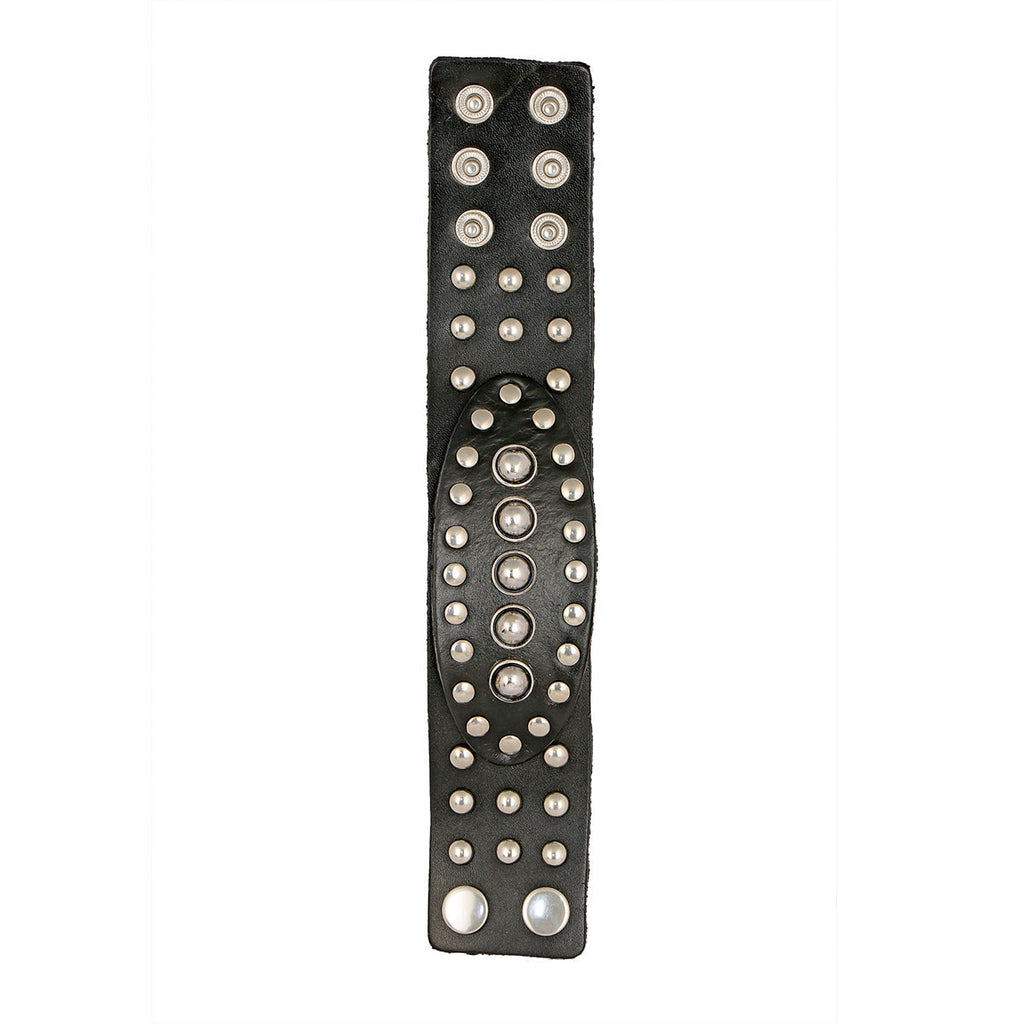 Bullets Genuine Black Leather Broad Wrist Band Bracelet Bulk