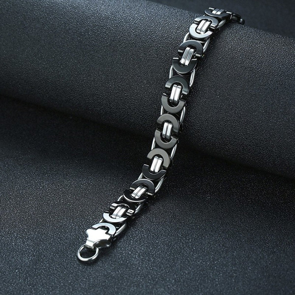 316L Stainless Steel Black Byzantine Bracelet For Men Bulk