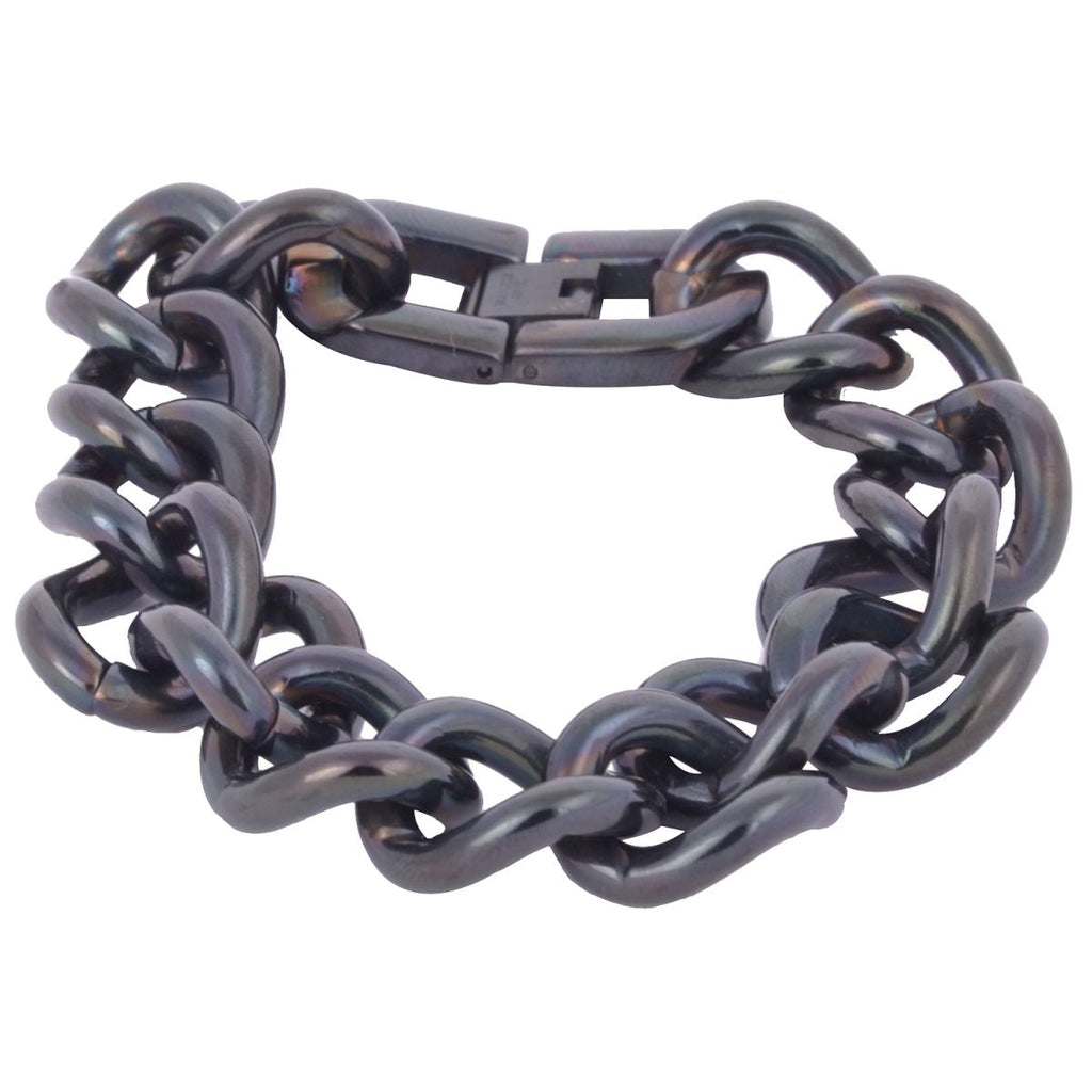 316L Stainless Steel Black Rhodium Big Links Men Bracelet Bulk