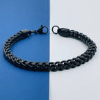 316L Stainless Steel Black Rhodium Wheat Design Men Bracelet Bulk