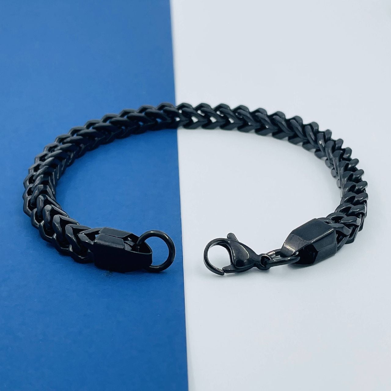 316L Stainless Steel Black Rhodium Wheat Design Men Bracelet Bulk