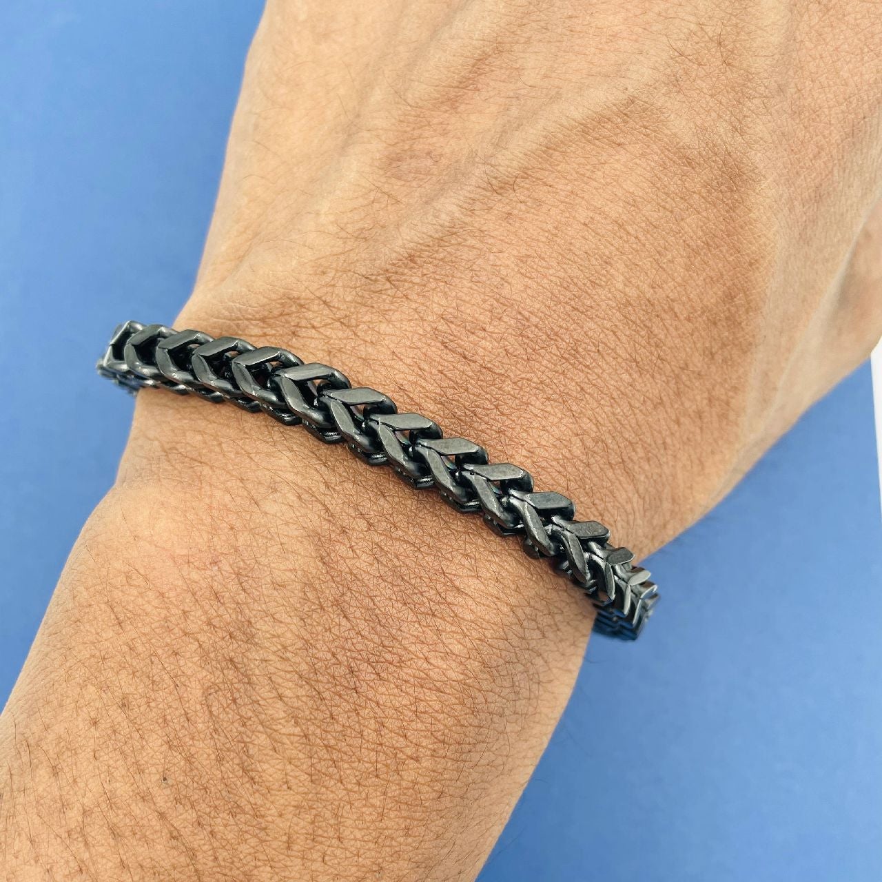316L Stainless Steel Black Rhodium Wheat Design Men Bracelet Bulk