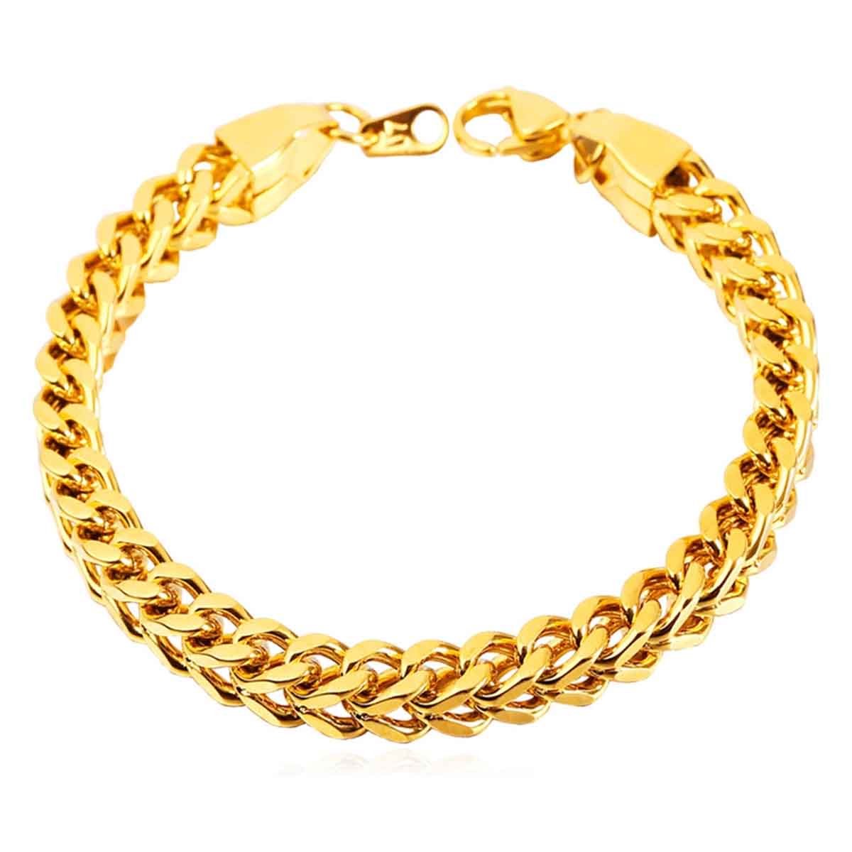 316L Stainless Steel 18K Gold Plated Wheat Design Bracelet Men Bulk Main image