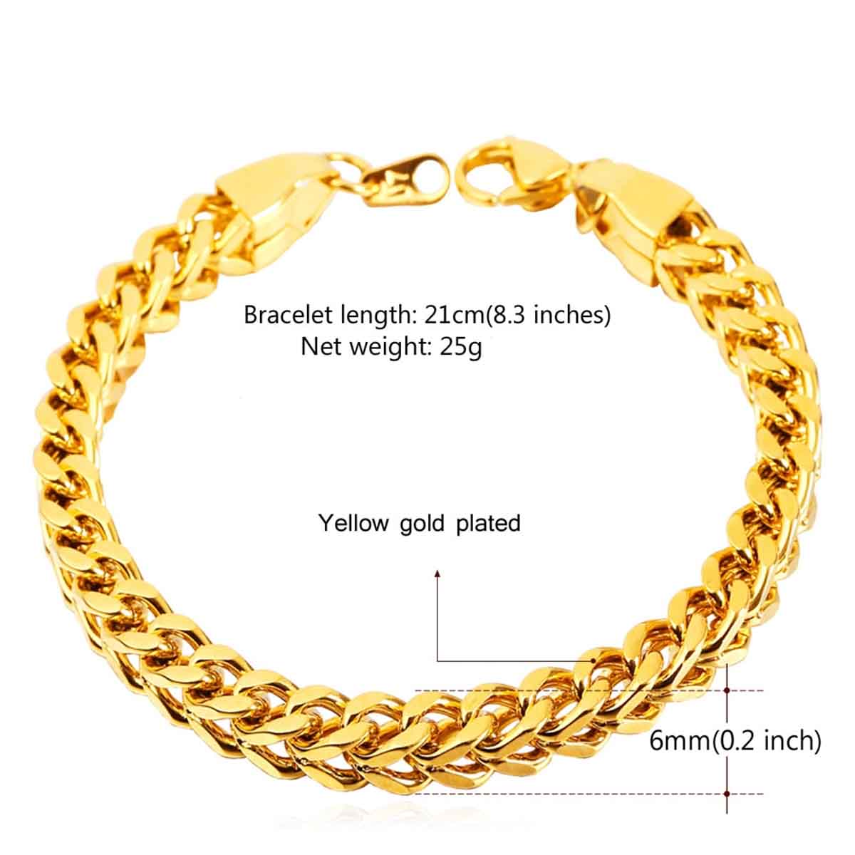 316L Stainless Steel 18K Gold Plated Wheat Design Bracelet Men Bulk