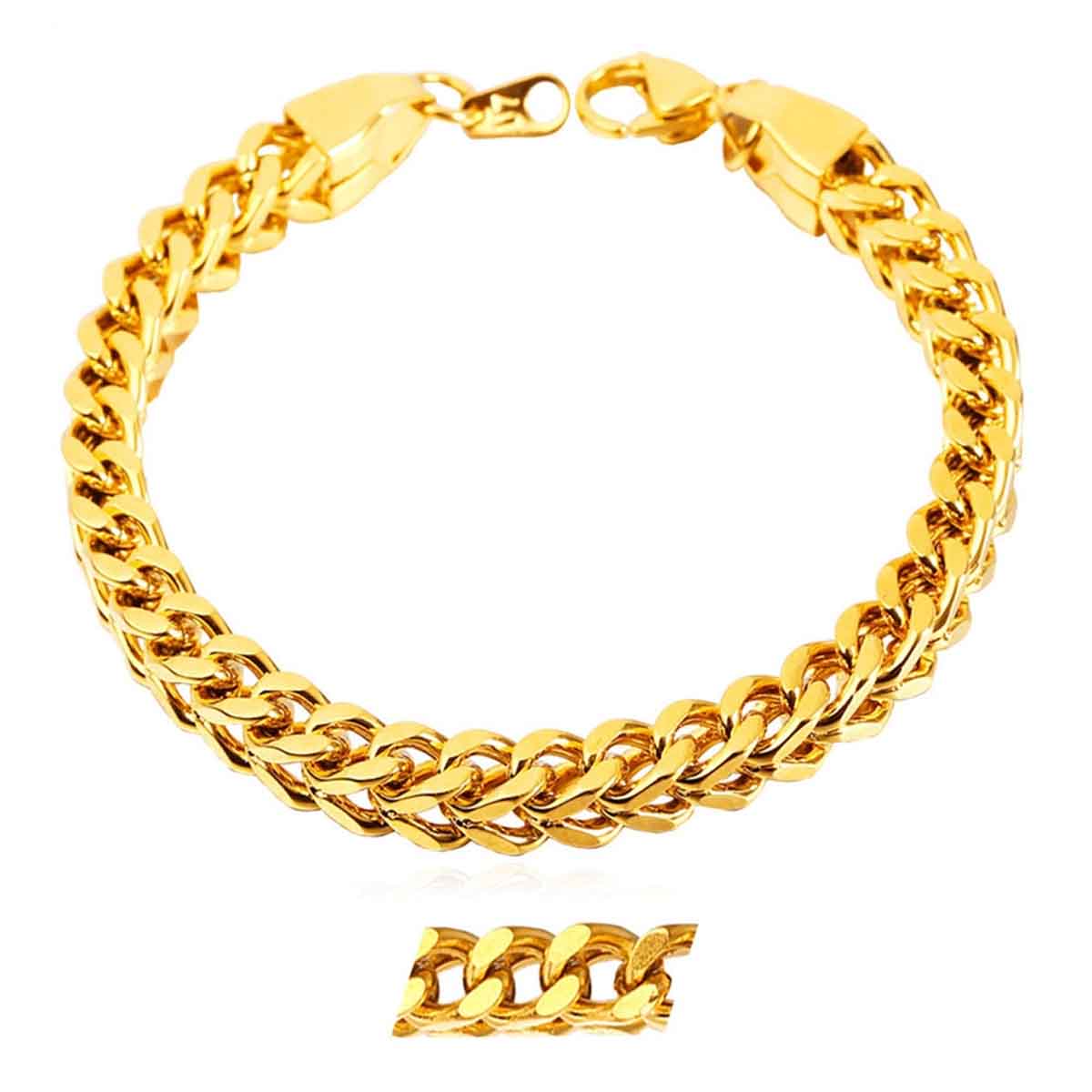 316L Stainless Steel 18K Gold Plated Wheat Design Bracelet Men Bulk