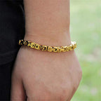 316L Stainless Steel Thick 3D Gold Plated Byzantine Bracelet Men Bulk