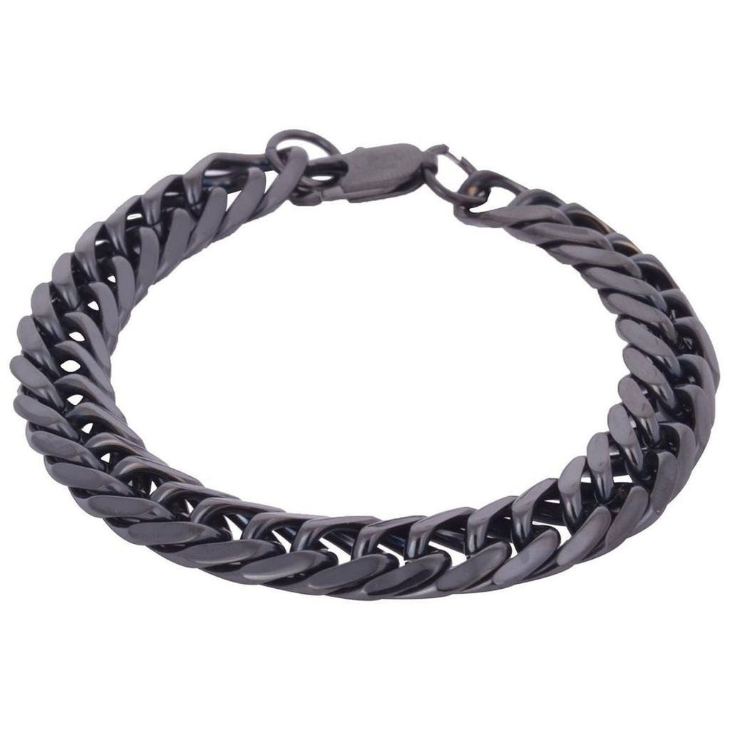 316L Stainless Steel Classic Black Curb Solid Bracelet For Men Bulk