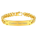 Engrave Letter Name Stainless Steel Chain Id Bracelet For Men Bulk