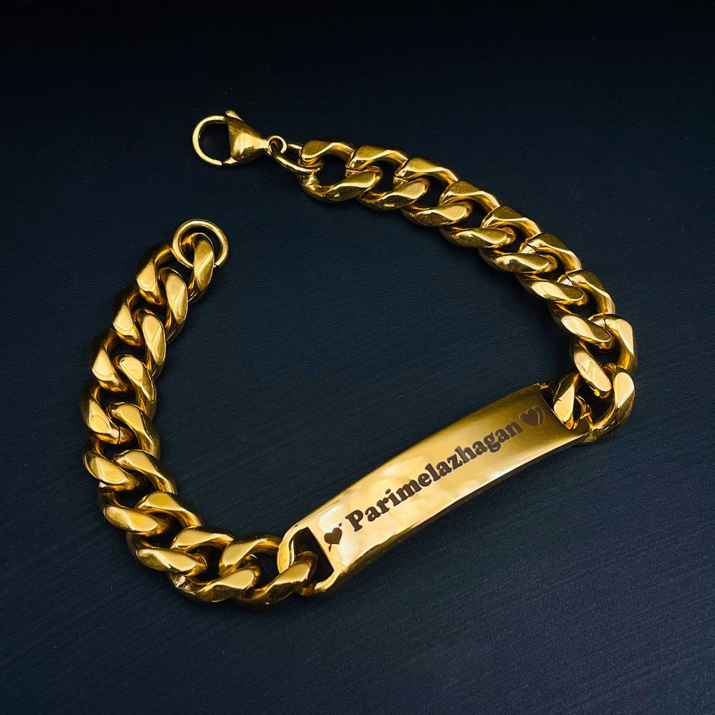 Engrave Letter Name Stainless Steel Chain Id Bracelet For Men Bulk