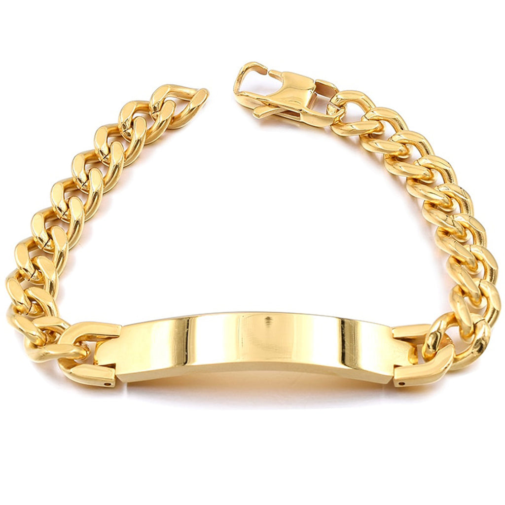 Engrave Letter Name Stainless Steel Chain Id Bracelet For Men Bulk