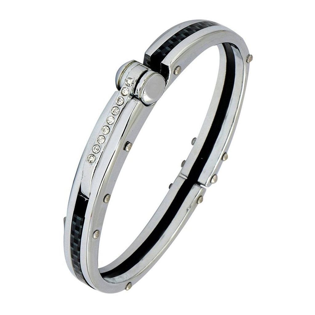 316L Stainless Steel Black Oval Openable Kada Bracelet For Men Bulk