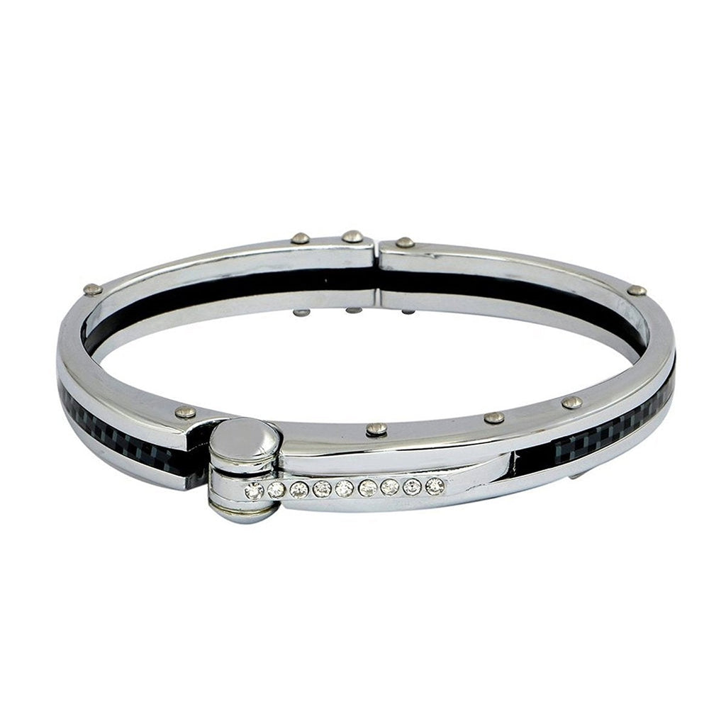316L Stainless Steel Black Oval Openable Kada Bracelet For Men Bulk