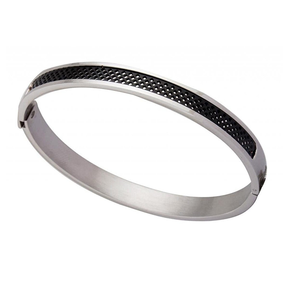 Silver Black Openable Stainless Steel Kada Bracelet For Men Bulk Main image