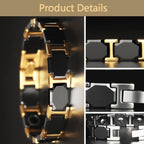 Gold Tungsten Carbide Black Glossy Ceramic Bio Magnetic Bracelet Bulk