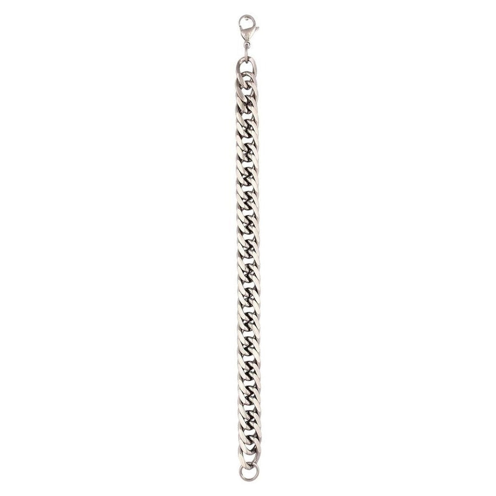 316L Stainless Steel Classic 3D Curb S Rhodium Plated Bracelet Bulk