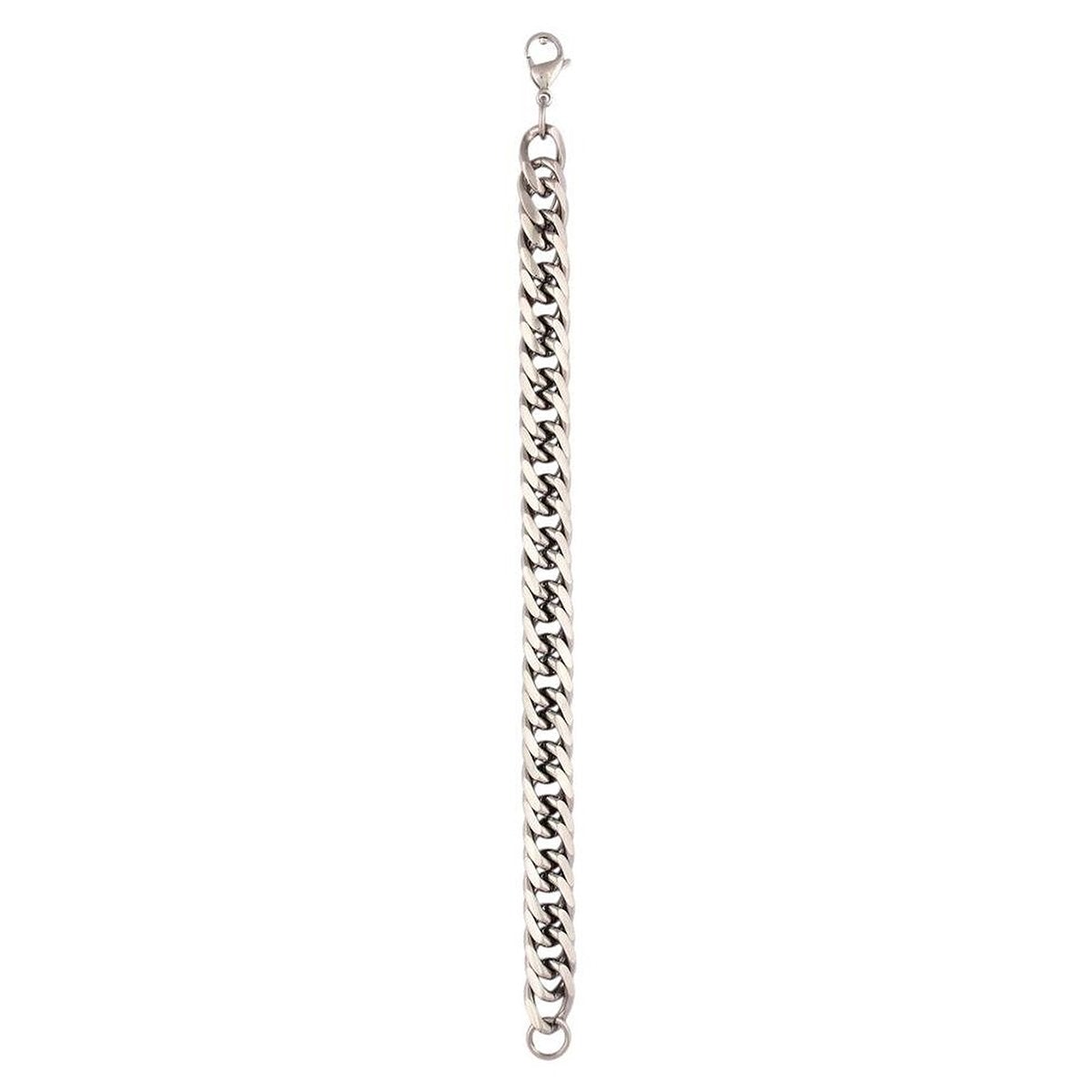 316L Stainless Steel Classic 3D Curb S Rhodium Plated Bracelet Bulk
