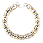316L Stainless Steel Two Tone 3D Curb Gold Silver Bracelet Men Bulk