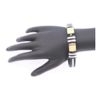 Stainless Steel Gold Silver Plated Black Rubber Strap Bracelet Bulk