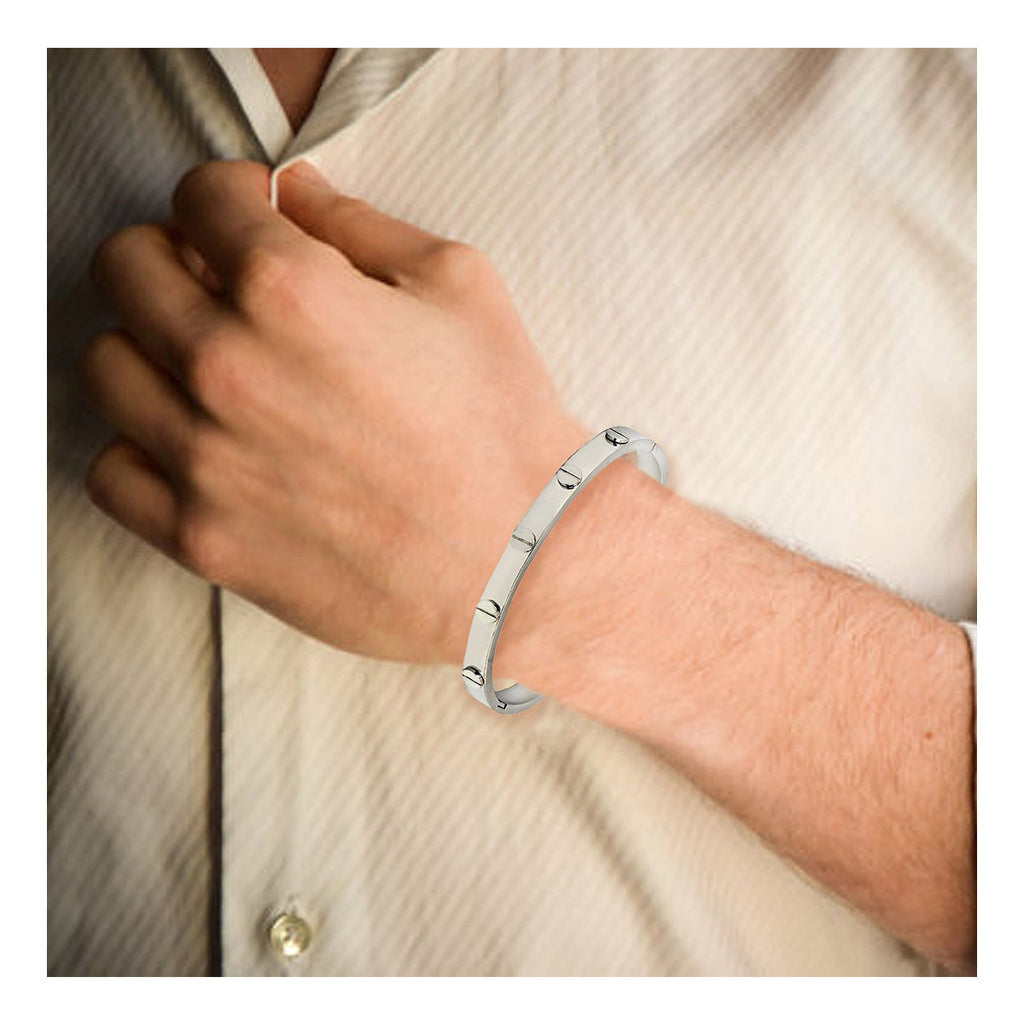 Men Stainless Steel Oval Free Size Biomagnetic Kada Bracelet Men Bulk