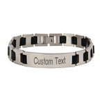 Id Black Links Watch Strap Style Stainless Steel Personalized Engraved Bracelet For Men