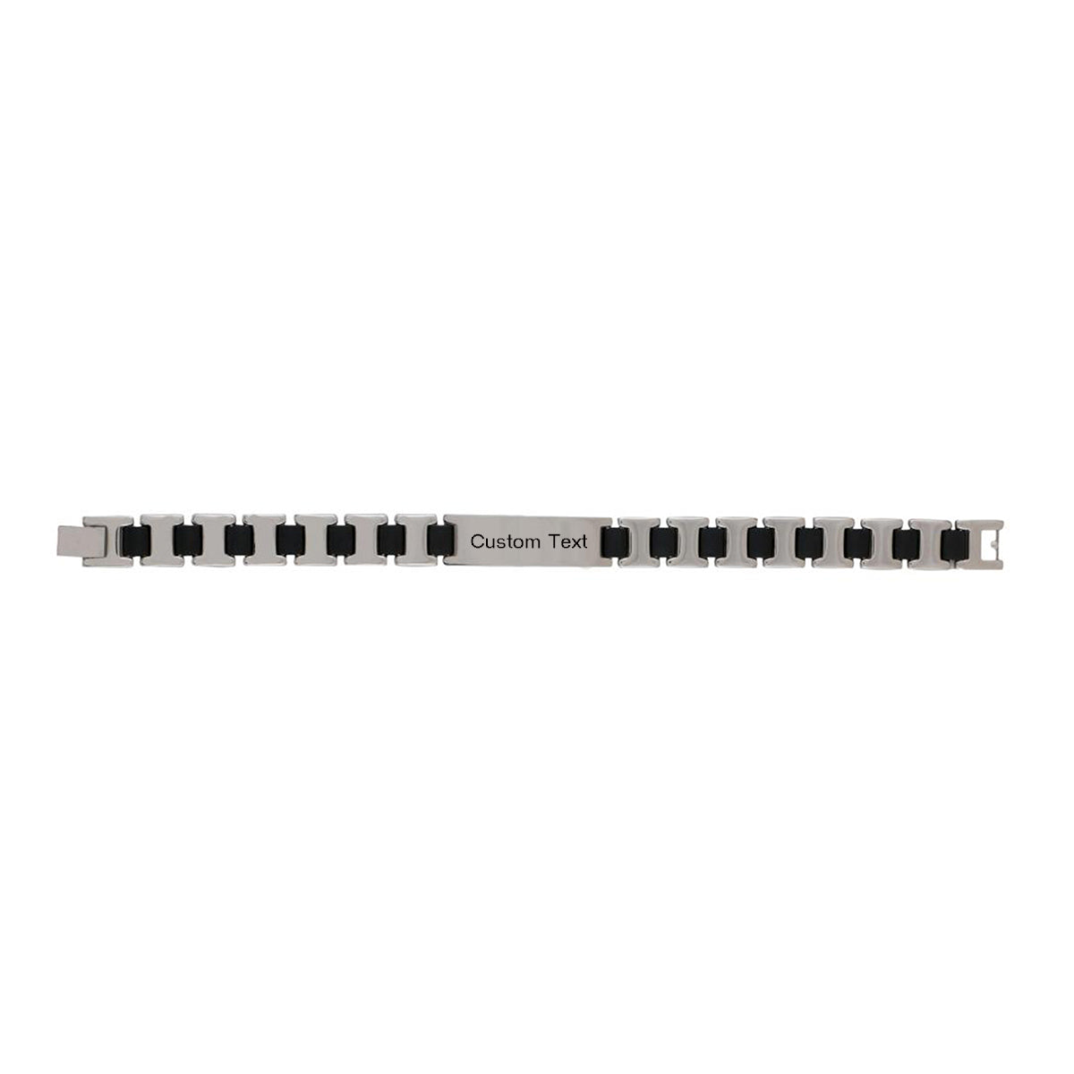 Id Black Links Watch Strap Style Stainless Steel Personalized Engraved Bracelet For Men