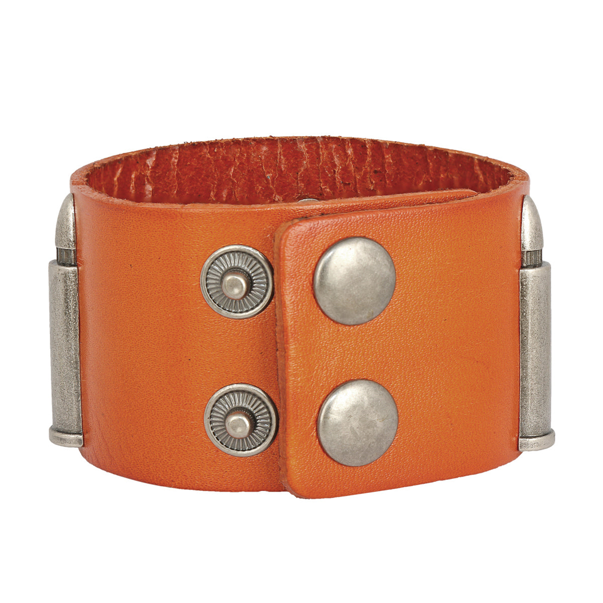 Men Genuine Brown Tan Leather Bullet Wrist Band Bracelet For Men Bulk
