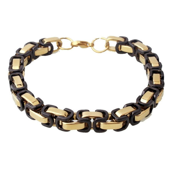 Stainless Steel Black Gold Plated Byzantine Bracelet For Men Bulk Main image