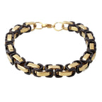 Stainless Steel Black Gold Plated Byzantine Bracelet For Men Bulk