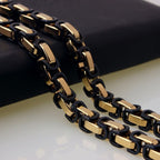 Stainless Steel Black Gold Plated Byzantine Bracelet For Men Bulk
