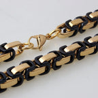 Stainless Steel Black Gold Plated Byzantine Bracelet For Men Bulk