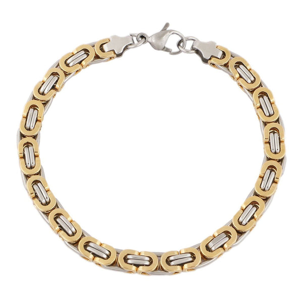 18K Gold Stainless Steel 3 Di Ional Sleek Byzantine Bracelet Men Bulk Main image