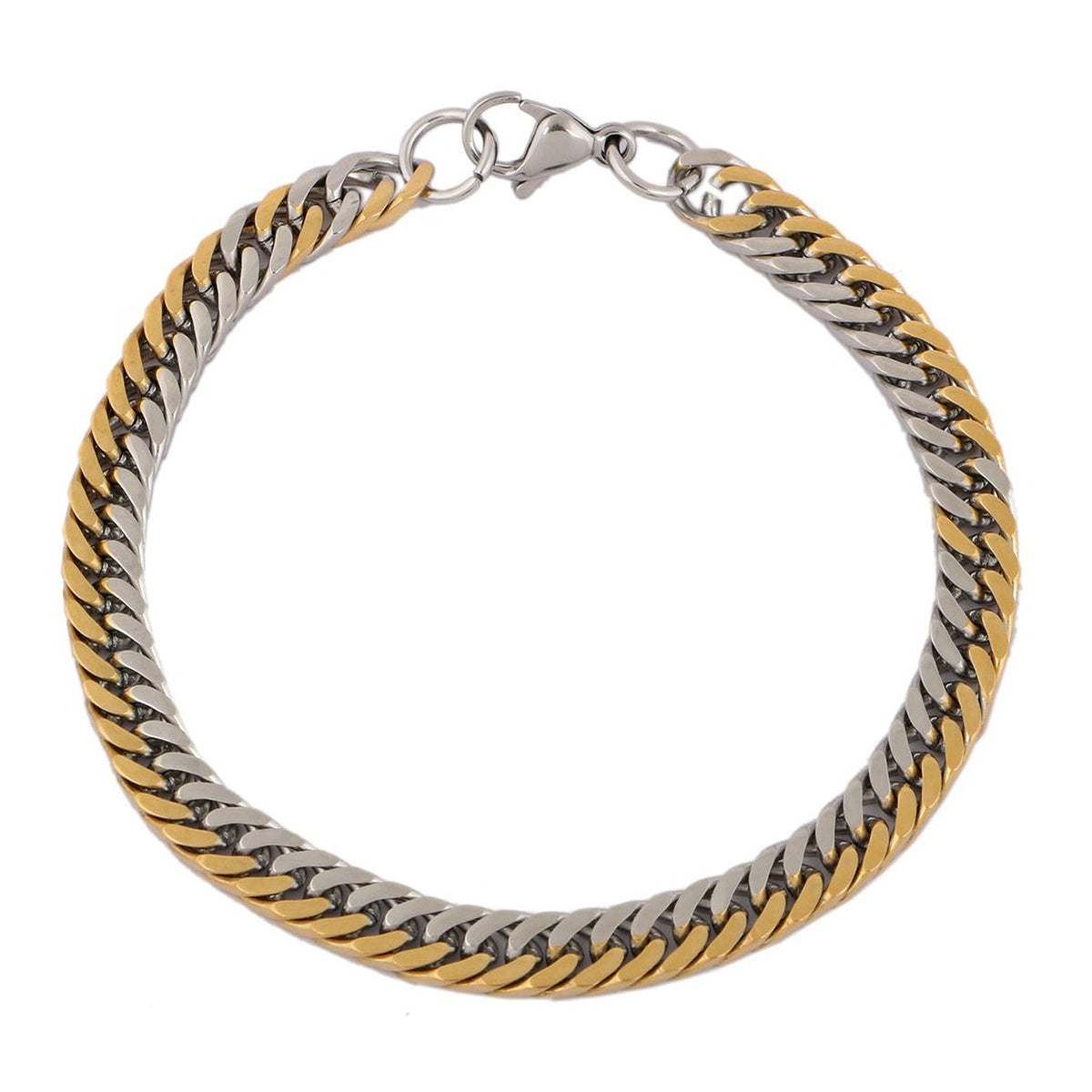 18K Gold Rhodium Stainless Steel Classic Curb Bracelet For Men Bulk Main image
