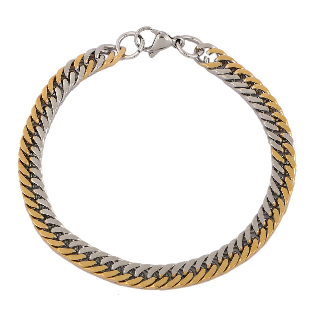 18K Gold Rhodium Stainless Steel Classic Curb Bracelet For Men Bulk