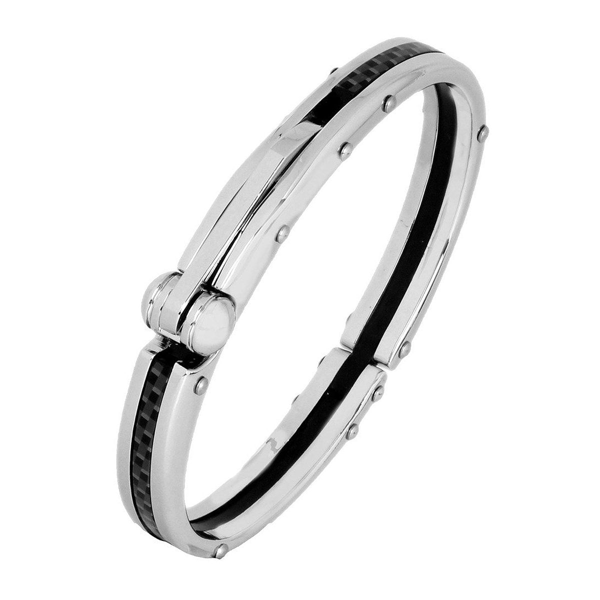 Men Black Stainless Steel Oval Openable Kada Bracelet Bulk