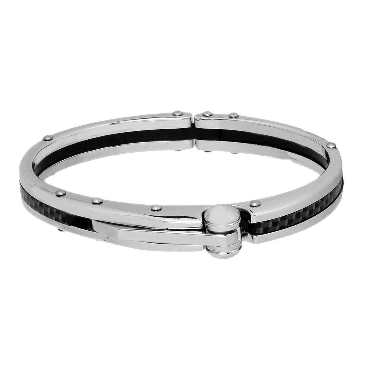 Men Black Stainless Steel Oval Openable Kada Bracelet Bulk