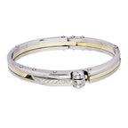 Mens Gold CZ Stainless Steel Oval Openable Kada Bracelet Bulk
