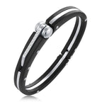 Ovel Shape Openable Black Stainless Steel Bangle Bracelet For Men