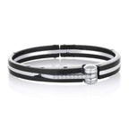 Ovel Shape Openable Black Stainless Steel Bangle Bracelet For Men
