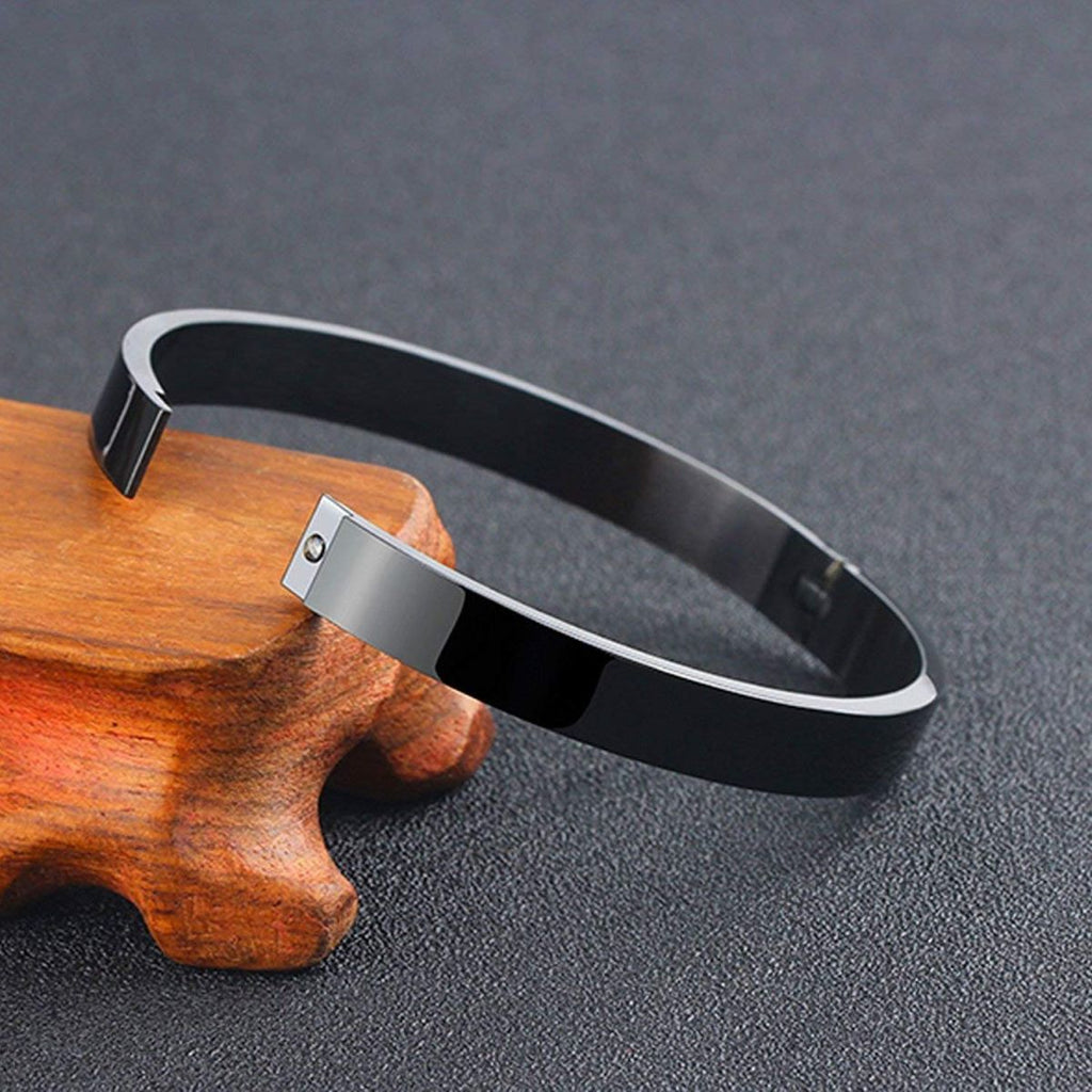 Surgical Stainless Steel Matte Black Oval Macho Kada Bracelet Men Bulk