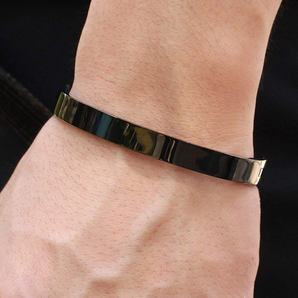 Surgical Stainless Steel Matte Black Oval Macho Kada Bracelet Men Bulk