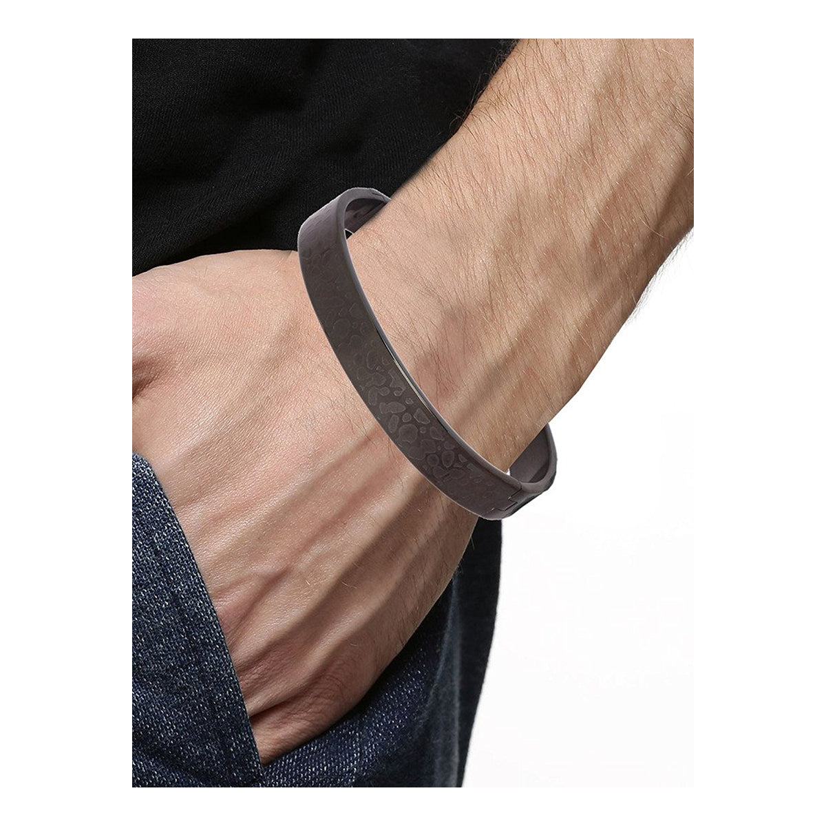 Stainless Steel Designer Black Oval Macho Kada Bracelet For Men Bulk