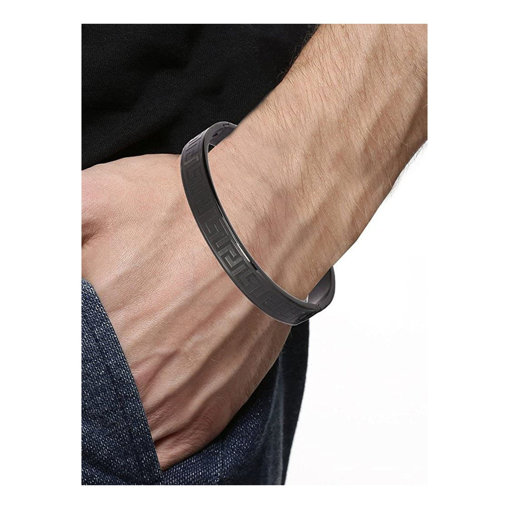 Stainless Steel Black Oval Macho Kada Stylish Bracelet For Men Bulk